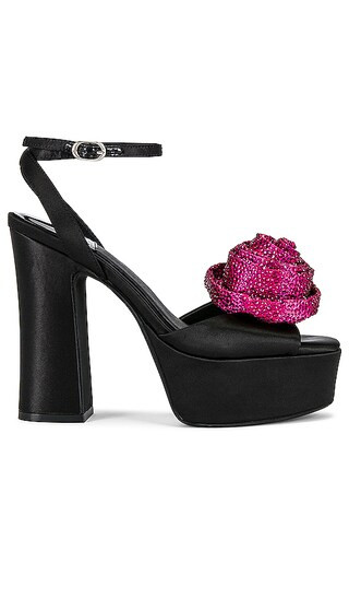 Freesia Platform Sandal in Black Satin Fuchsia | Revolve Clothing (Global)
