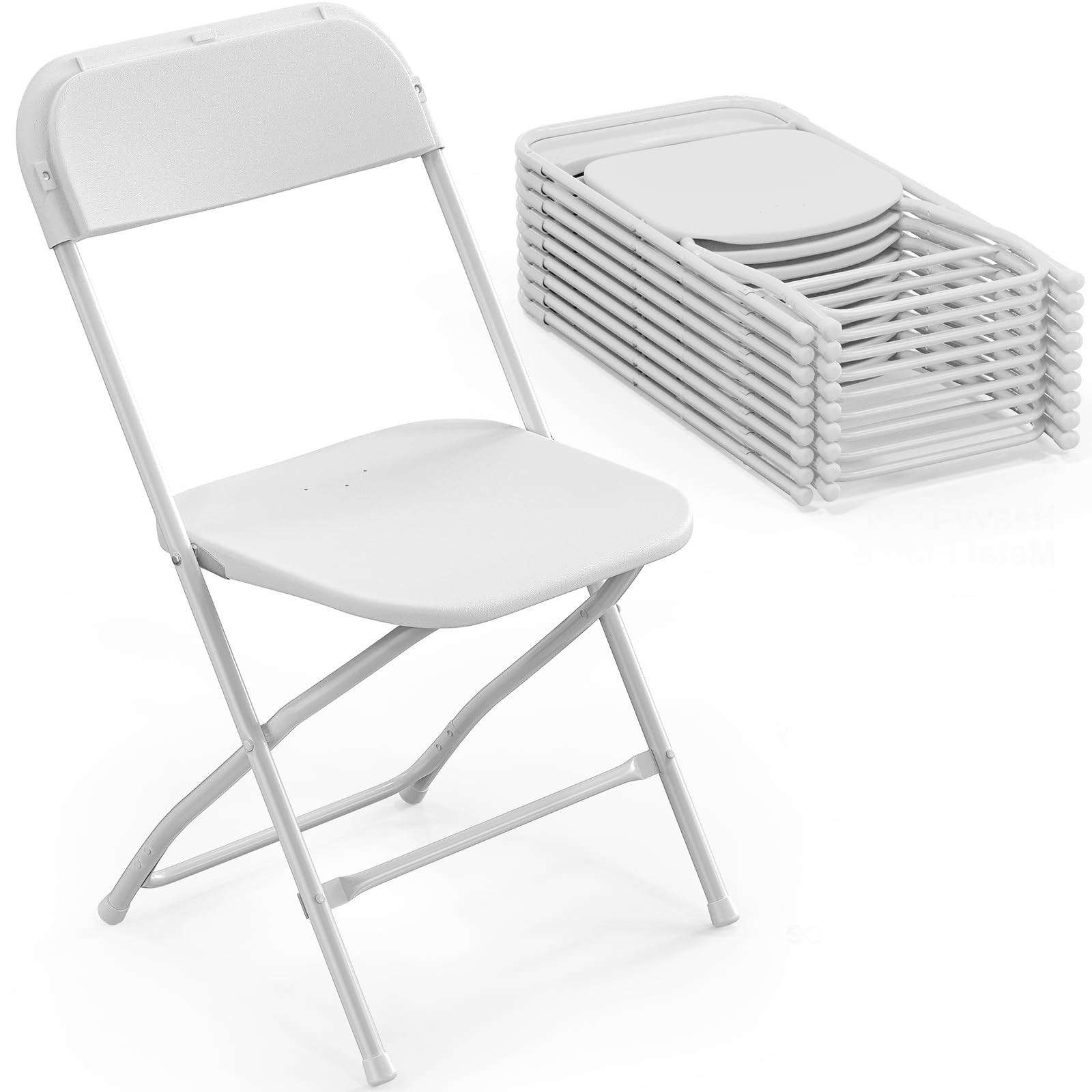 Bonnlo Folding Chairs Set of 10, White Plastic Chair Sturdy Seat with Metal Frame, Perfect for Pa... | Amazon (US)