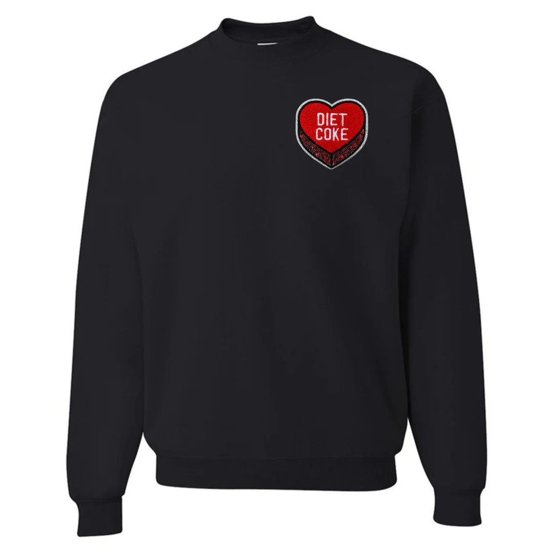 'Diet Coke Candy Heart' Letter Patch Crewneck Sweatshirt | United Monograms