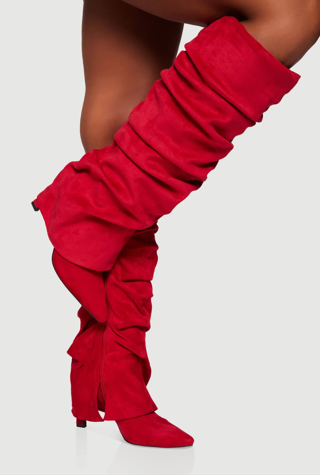 Pointy Toe Stiletto Knee High Slouch Boots | Rainbow Shops