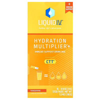 Liquid I.V., Hydration Multiplier + Immune Support Drink Mix, Tangerine, 10 Stick Packs, 0.56 oz (16 g) Each | iHerb