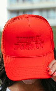 friday + saturday: here for it trucker hat | RIFFRAFF