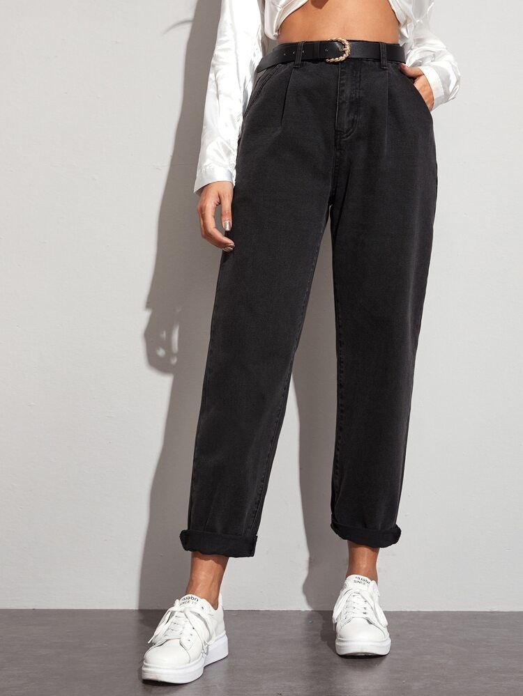 Mom Jeans mit hoher Taille ohne Gürtel | SHEIN