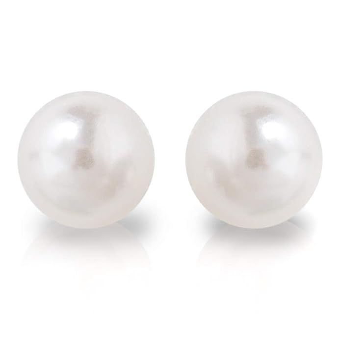 Humble Chic Simulated Pearl Studs - Big Classic Faux Round Oversized Ear Stud Earrings for Women | Amazon (US)