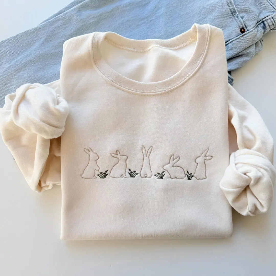 Embroidered Easter Sweatshirt, Happy Easter Sweater, Easter Outfit, Women's Easter Crewneck, East... | Etsy (US)