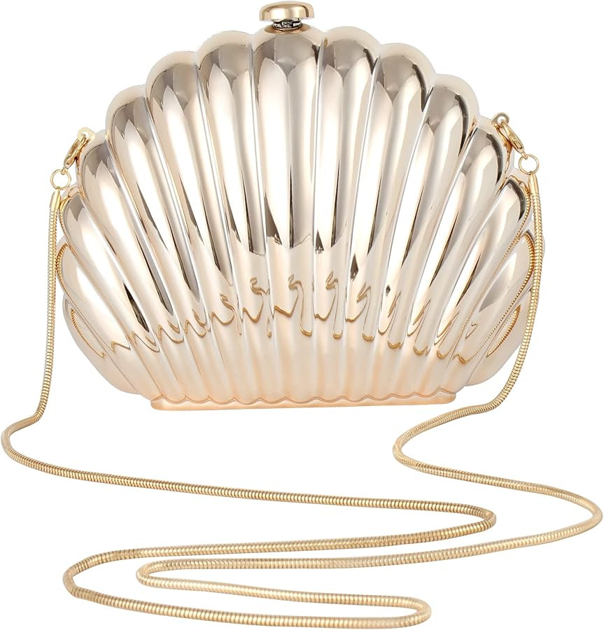 Women Evening Bag Acrylic Clutch Purse Shell Shape Shoulder Cross-body Chain Box Bag | Amazon (US)