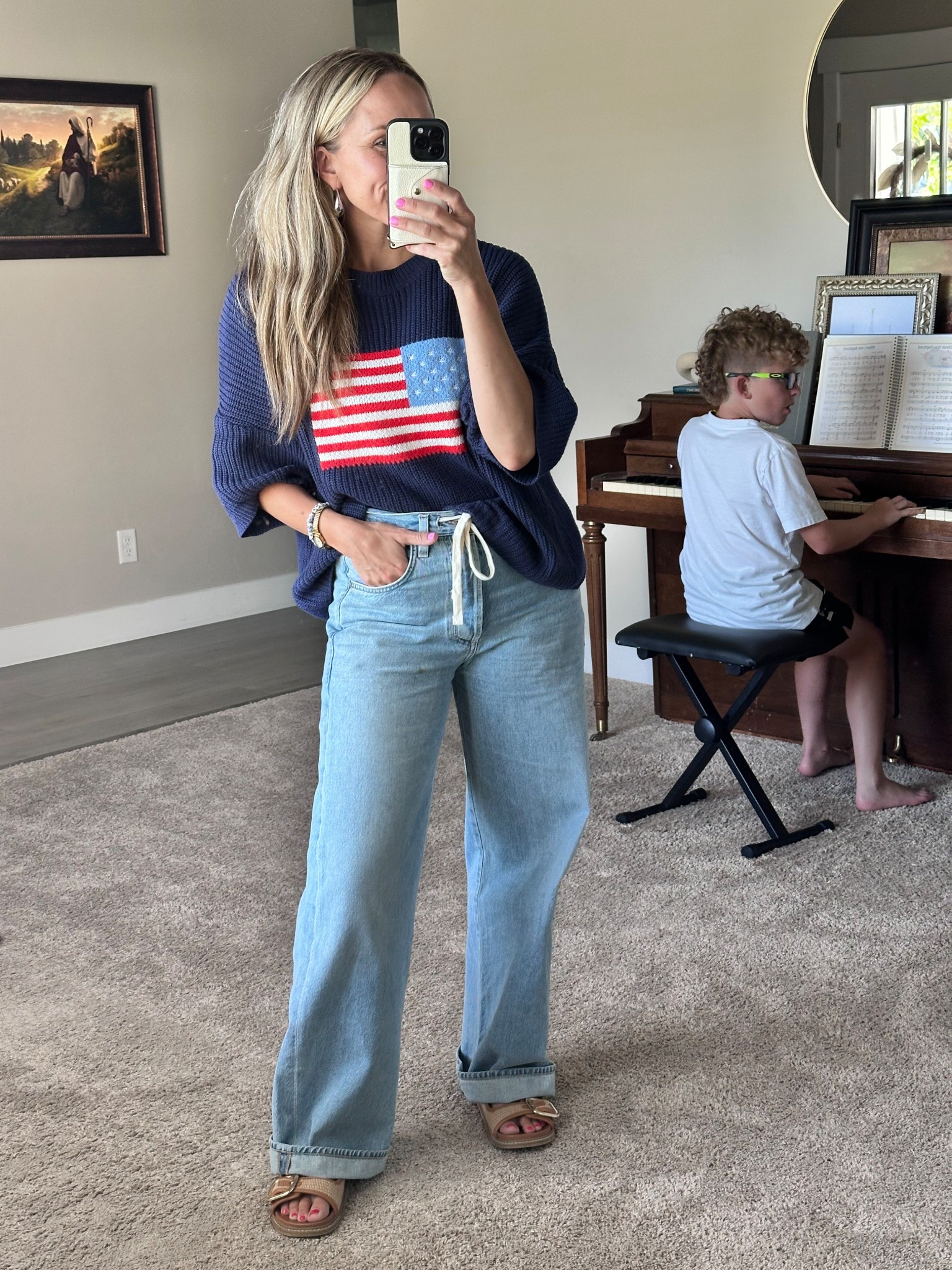 Entire outfit is a 10/10! 

Size down two sizes in the jeans!!

#LTKSeasonal #LTKSummerEdit