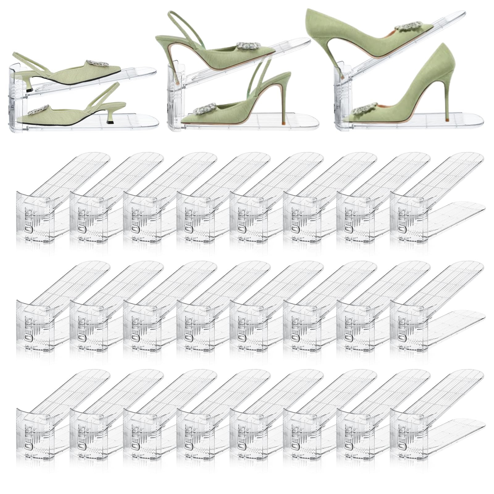 Shoe Slots Organizer,24 Pack Transparent Shoe Stacker Adjustable Shoe Slot Organizer Space Saver ... | Amazon (US)