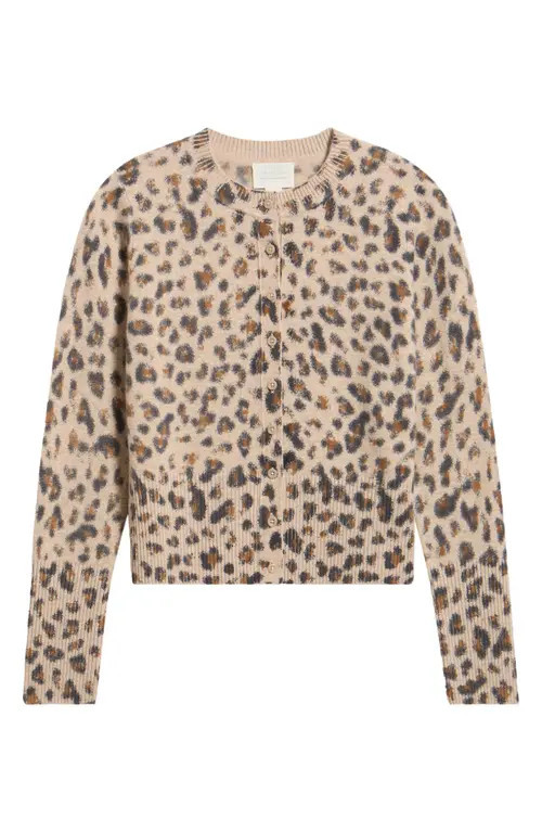 caslon(r) Leopard Print Wool & Cashmere Cardigan in Tan- Black Bea Leopard at Nordstrom, Size Med... | Nordstrom