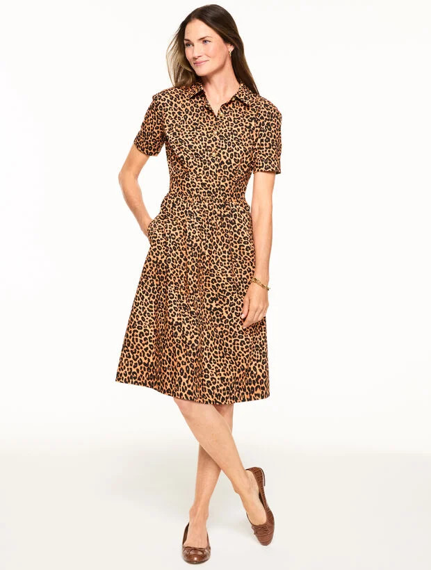 Modern Poplin Shirtdress - Leopard | Talbots