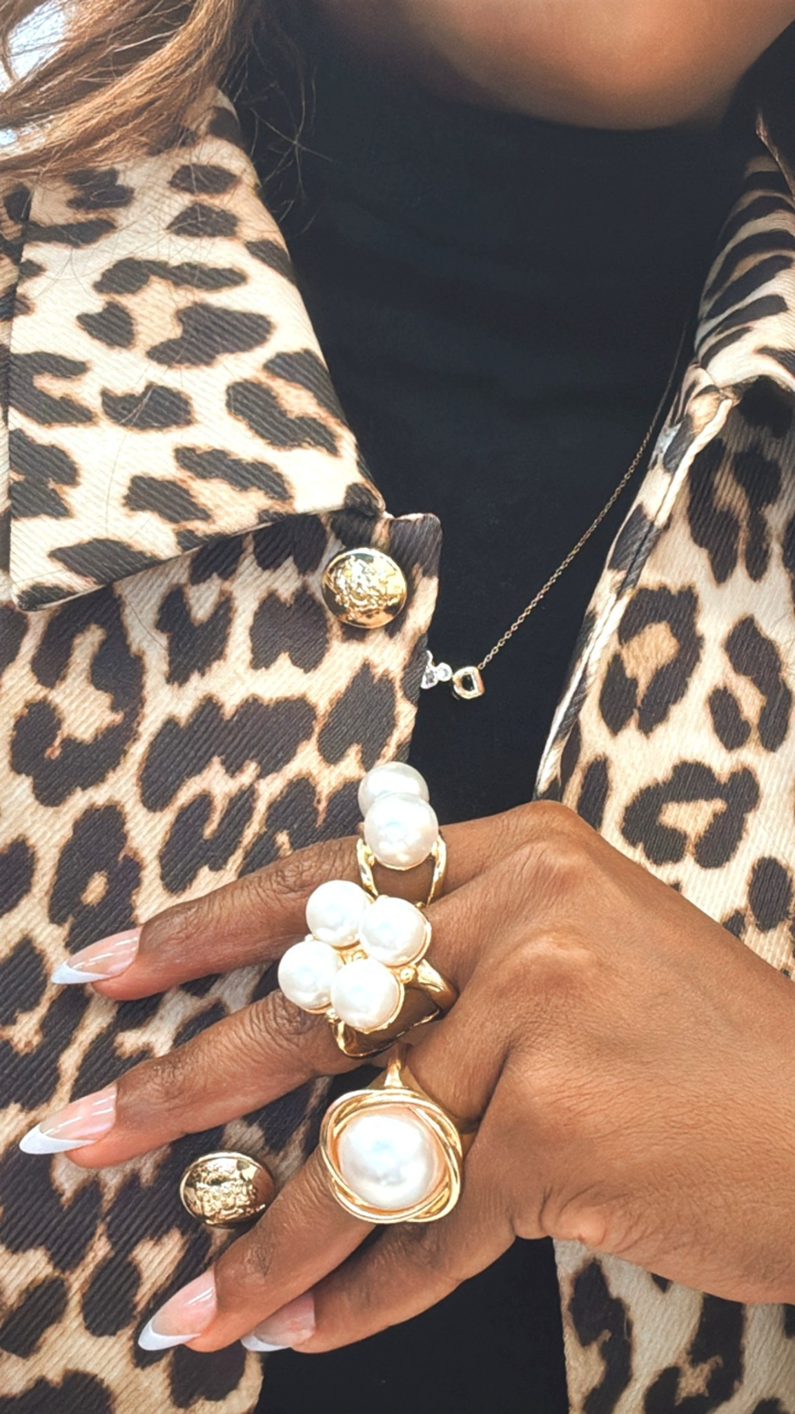 Get into the jewelry! Leopard print deserves statement jewelry, and the bigger the better! A little pearl, a little Disney and a whole lot of leopard! 🐆

Also… how good is this press-on French manicure?! 💅🏾

#LTKWorkwear #LTKStyleTip #LTKSeasonal