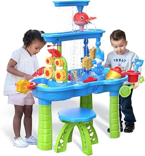 Kids Sand Water Table for Toddlers, 3-Tier Water Table, Kids Water Play Table, Kids Beach Toys Se... | Amazon (US)