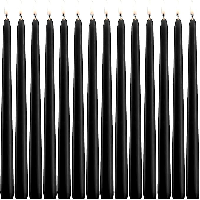 XYUT Elegant Taper Candles 12 Inches Tall Premium Quality Candles Set of 14 (Black) | Amazon (US)