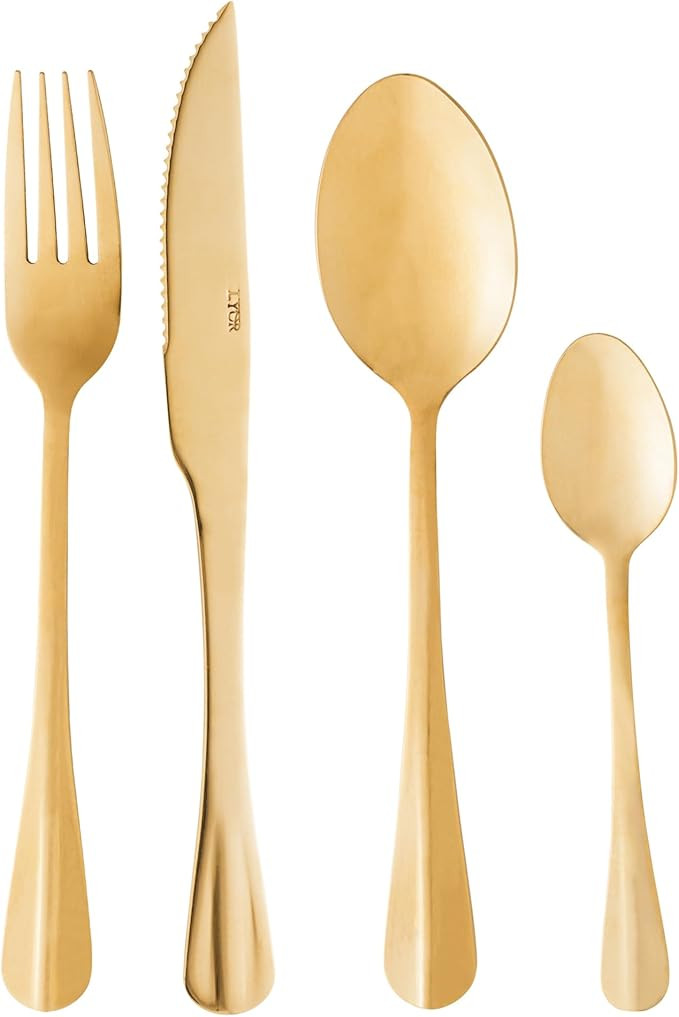 LYOR - Faqueiro de Aço Inox Positano Dourado 24 Peças - Jogos de Talheres - Mesa Posta - Utens... | Amazon (BR)
