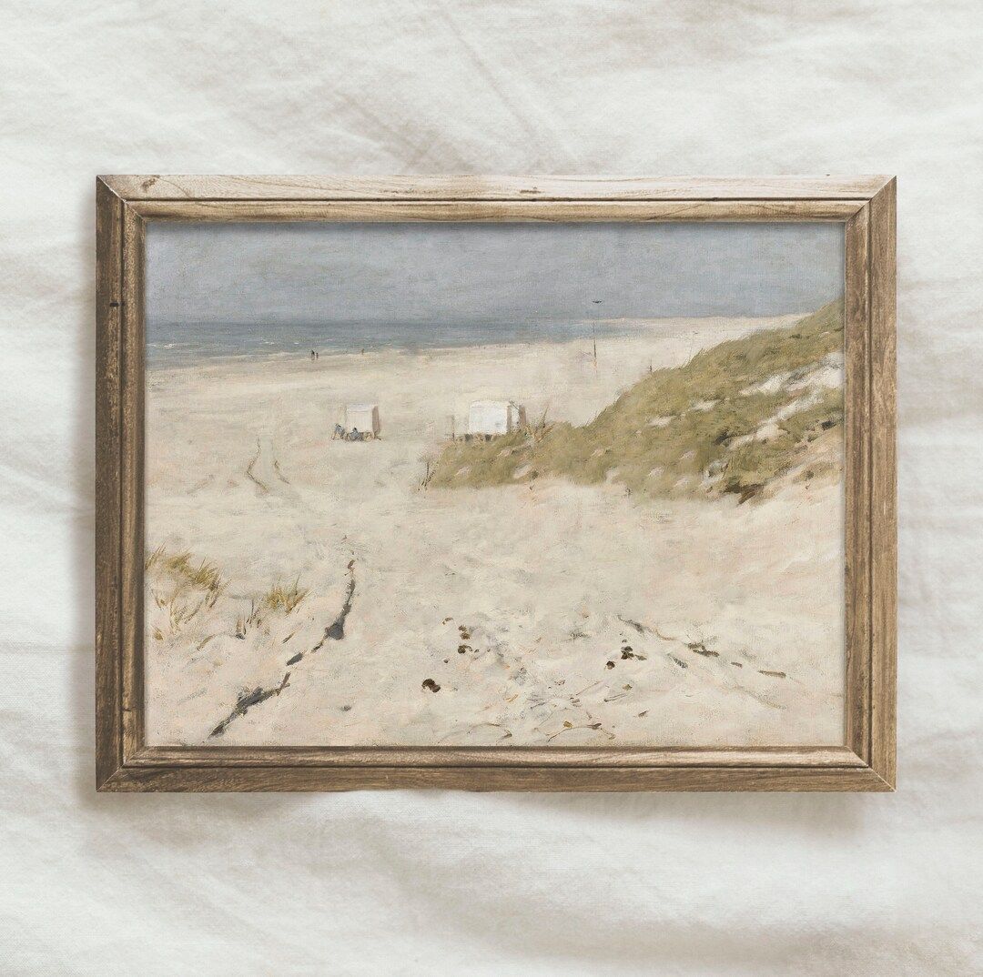 Muted Beach Painting PRINTABLE / Vintage Neutral Coastal Art - Etsy | Etsy (US)