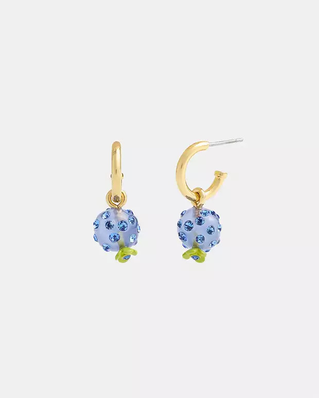 Blueberry Charm Huggie Earrings | Coach Outlet US