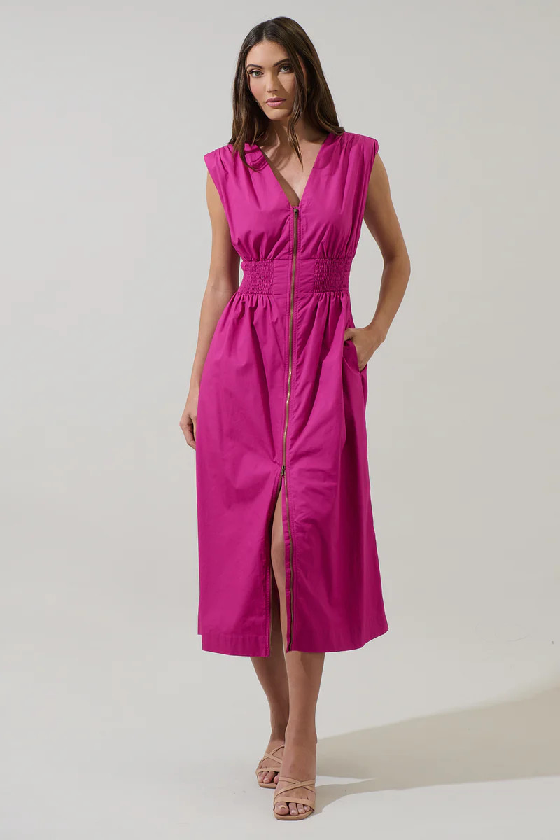Joslyn Two-way Zipper Midi Dress | Sugarlips