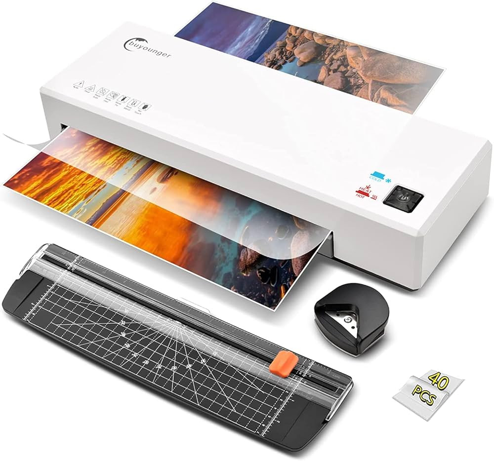 Laminator, 4 in 1 Thermal and Cold Laminator Machine with 40 Laminating Pouches, Buyounger A4 9 I... | Amazon (US)