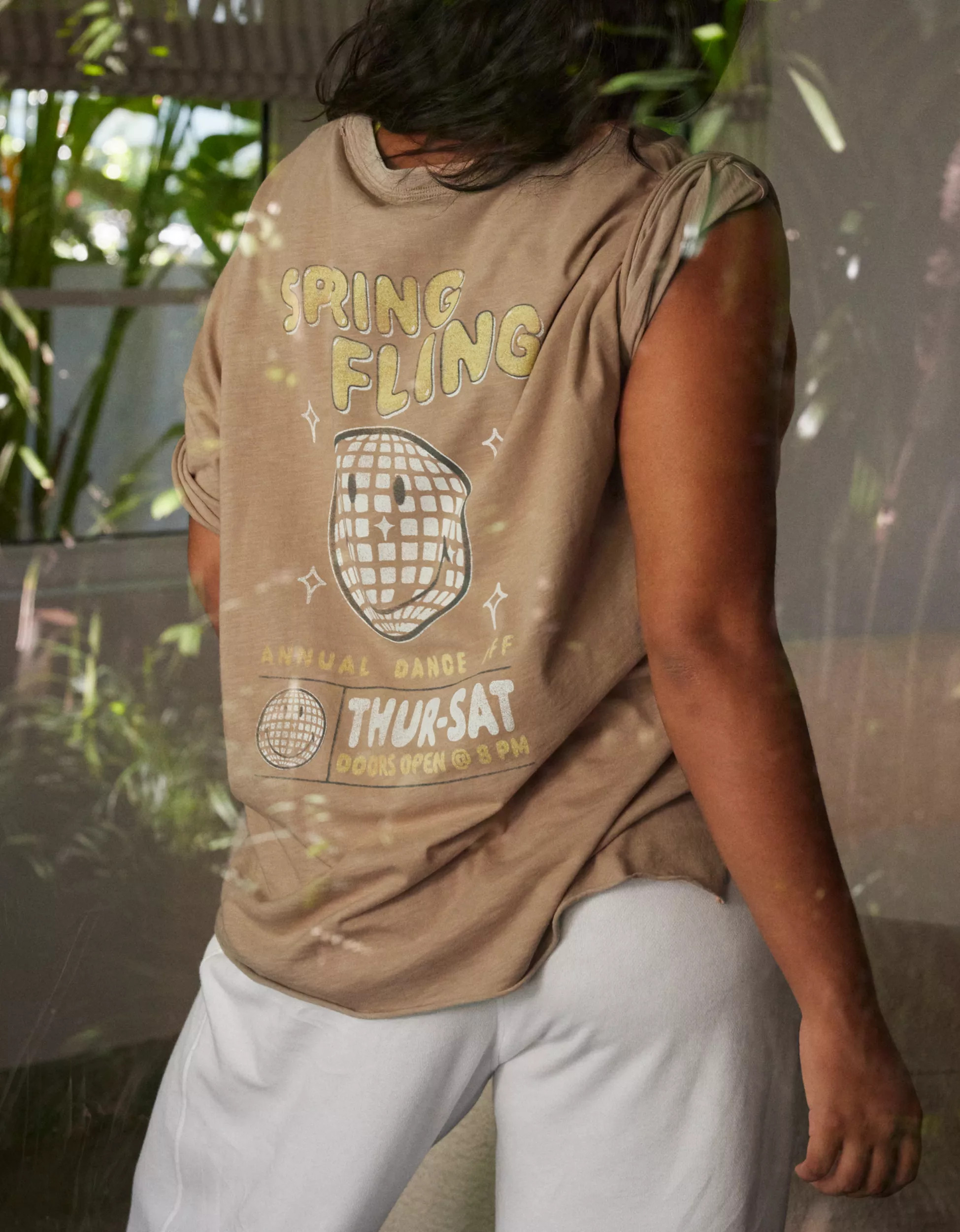 Aerie Smiley® Graphic Oversized Boyfriend T-Shirt | Aerie