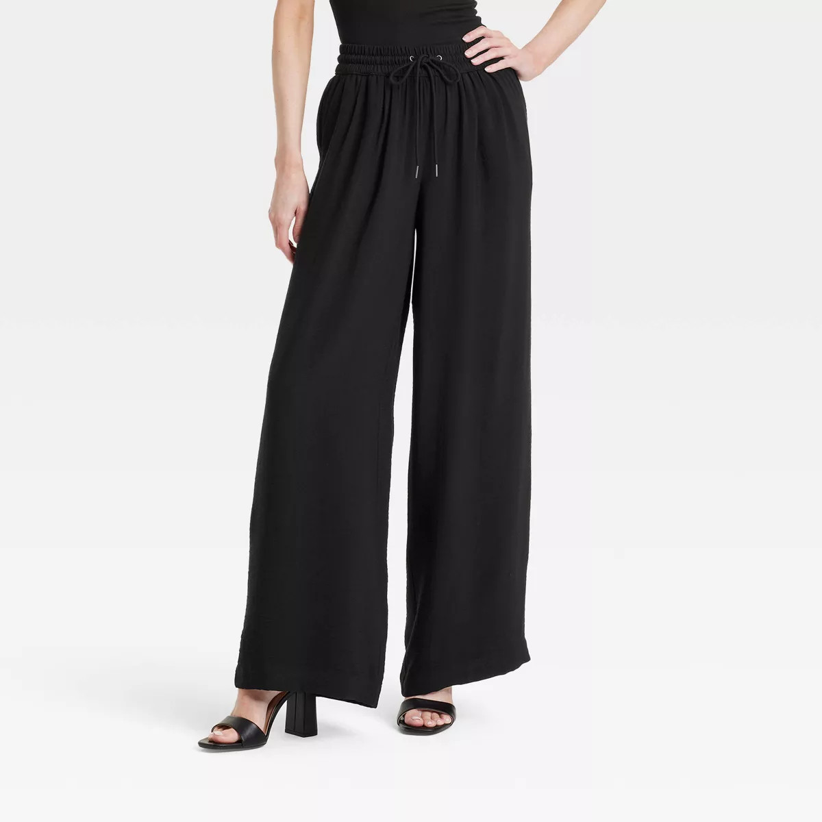 Women's High-Rise Modern Gauze Wide Leg Pull-On Pants - A New Day™ Black XL | Target