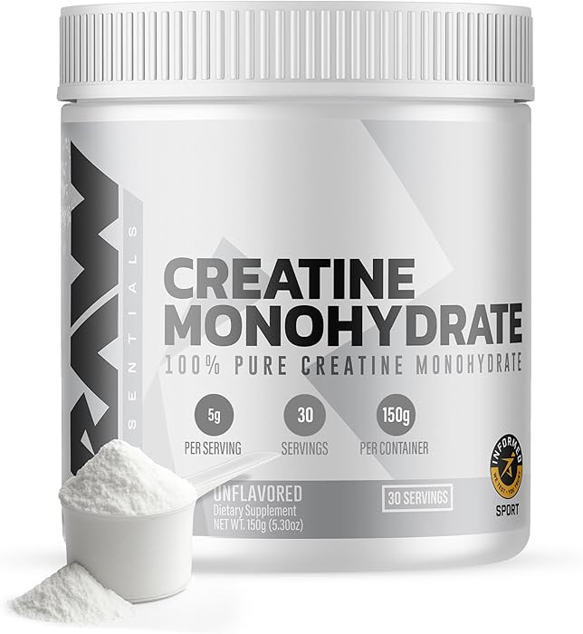 RAW Nutrition Creatine Monohydrate Powder, Unflavored (30 Servings) - Micronized Creatine Monohyd... | Amazon (US)