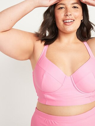 Long-Line Underwire Plus-Size Bralette Swim Top | Old Navy (US)