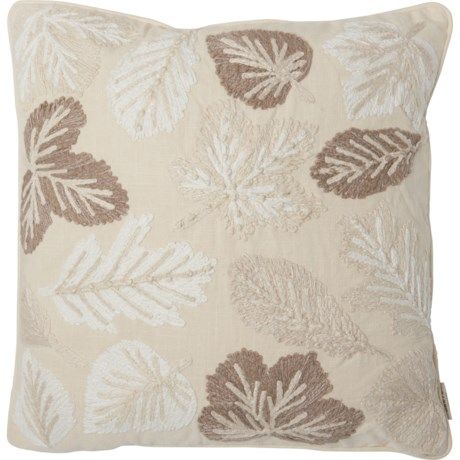 Botanical Gardens Corded Leaves Down Throw Pillow - Feather Filled, 22x22”, Beige | Sierra