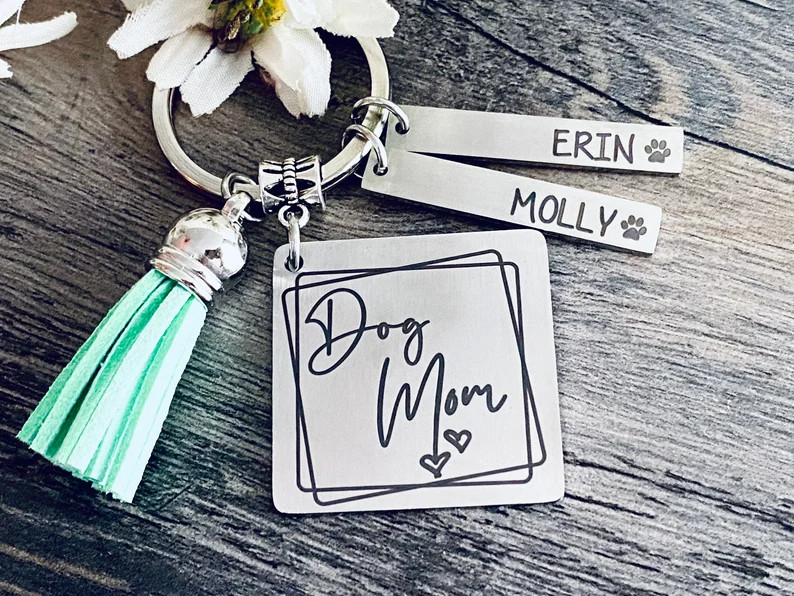DOG MOM SQUARE Keychain  Dog Mom Gift  Mama Gift  Blessed | Etsy | Etsy (US)