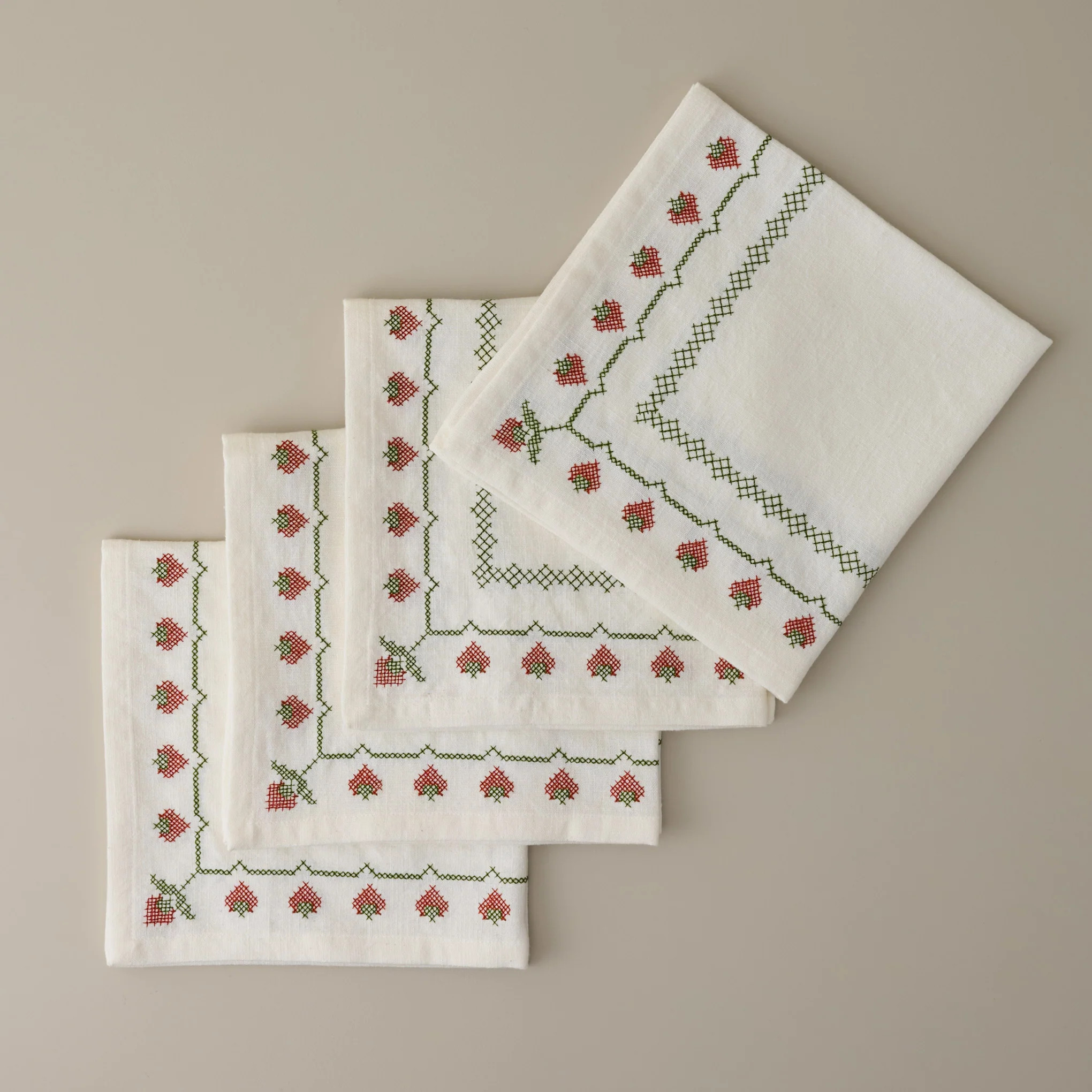 Cross Stitch Strawberry Napkin Set of 4 | Magnolia