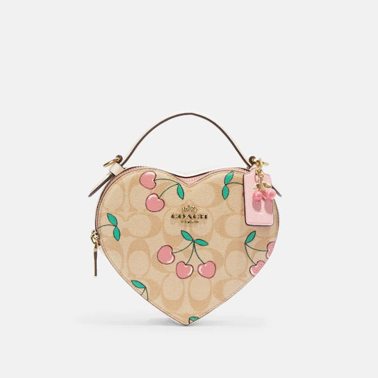 Heart Crossbody In Signature Canvas With Heart Cherry Print | Coach Outlet US