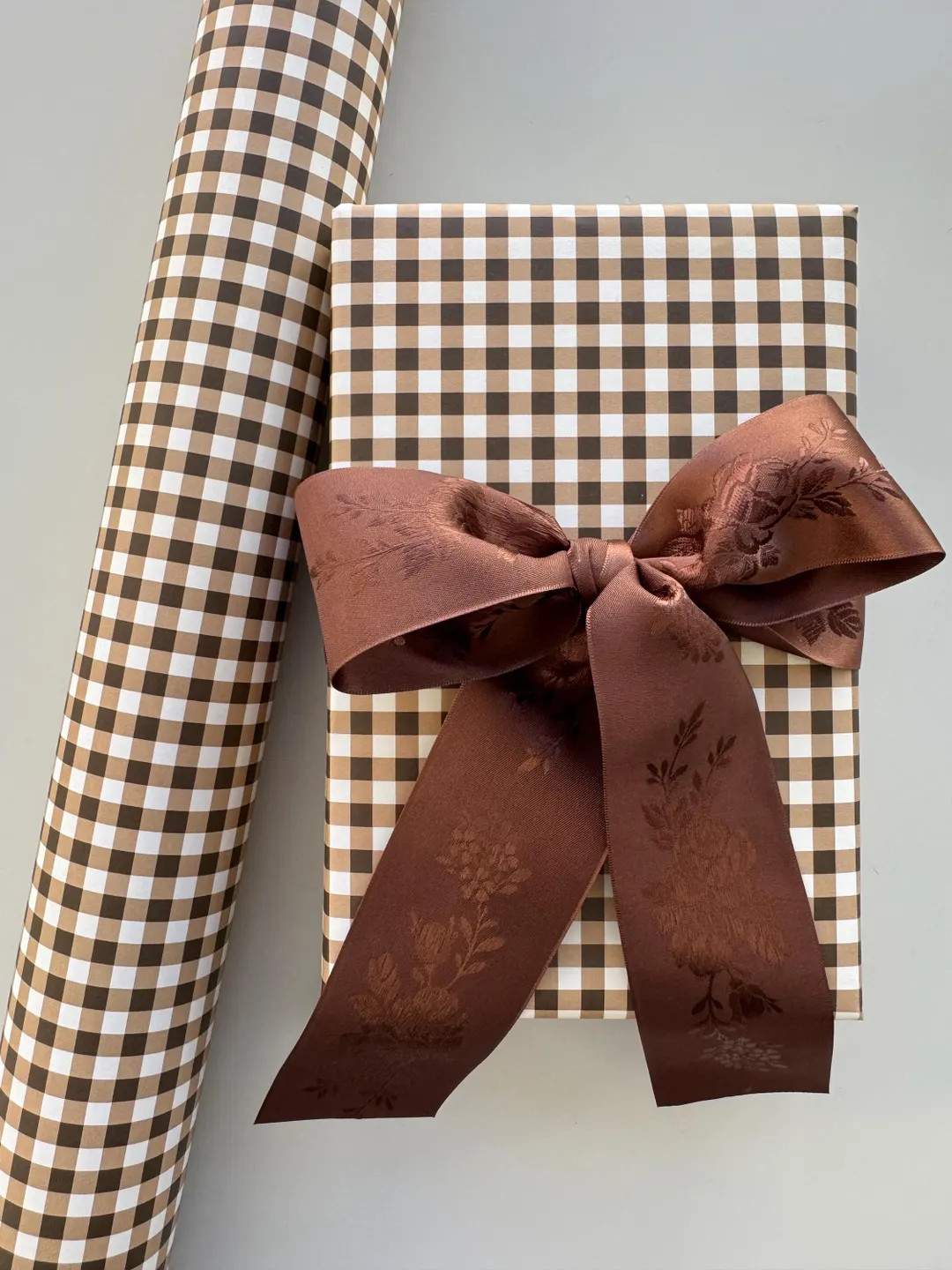 Wrapping Paper: Brown Mini Gingham {gift Wrap, Birthday, Holiday, Christmas} - Etsy | Etsy (US)