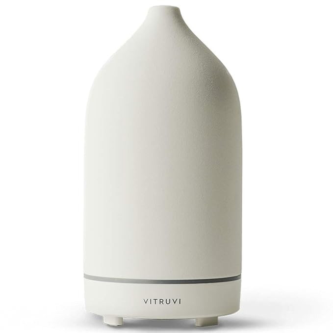 Vitruvi Stone Diffuser, Ceramic Ultrasonic Essential Oil Diffuser for Aromatherapy, White, 90ml C... | Amazon (US)