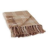 DII Modern Farmhouse Plaid Collection Cotton Fringe Throw Blanket, 50x60, Stone/Off-White | Amazon (US)