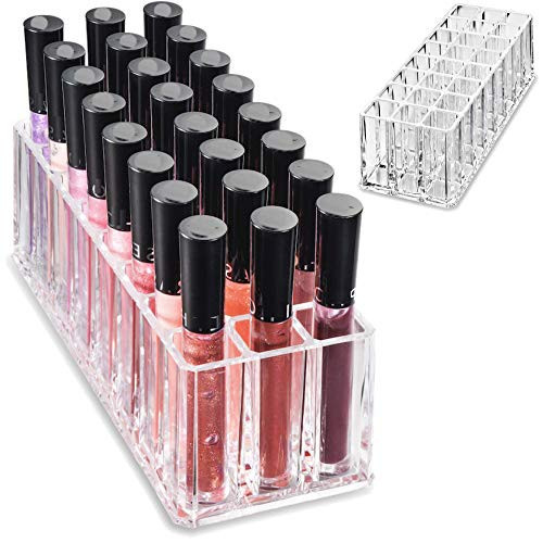 byAlegory Acrylic Lip Gloss Organizer & Beauty Makeup Holder | 24 Space Organization Container Storage For Tall Lip Gloss / Lipstick Products - Clear | Amazon (US)