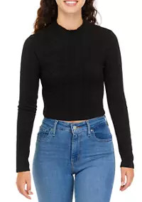 Freshman Juniors' Long Sleeve Textured Mock Neck Top | Belk