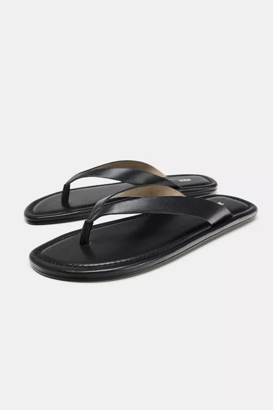 FLAT LEATHER SANDALS | Zara US
