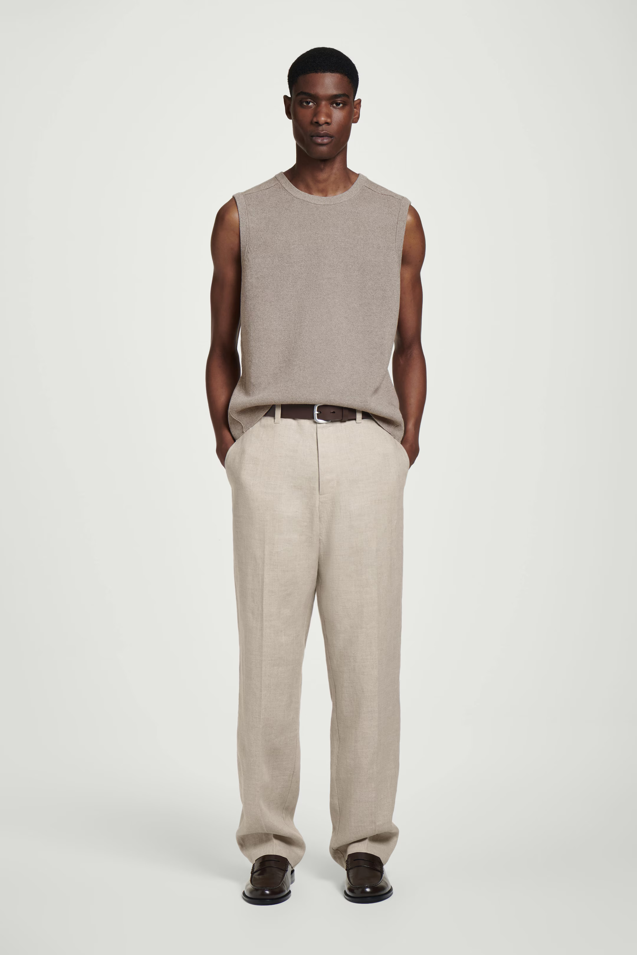 RELAXED LINEN TAPERED PANTS - BEIGE / UNDYED | COS | COS (EU)