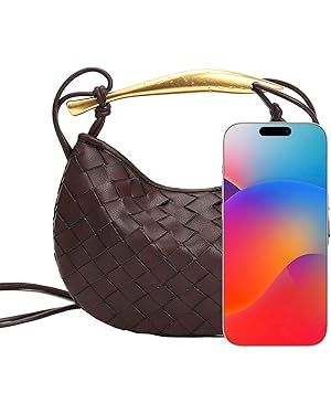 Woven Leather Dumpling Bag Dinner Handbag For Women Purse Hobo Bag Knotted Evening Bag | Amazon (US)