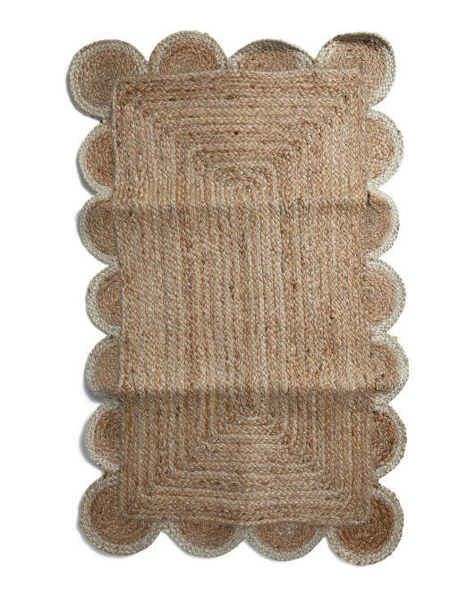 2.25x3.75 Natural Jute Scalloped Scatter Rug | TJ Maxx