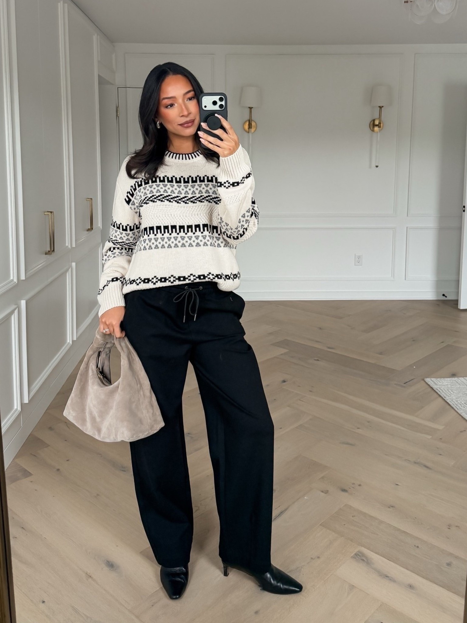 Casual holiday outfit!! Wearing size L fair isle sweater and size M black barrel pants 

Winter outfit 
Winter fashion 
Comfy outfit 
Holiday outfit
Holiday party outfit

#LTKHoliday #LTKSeasonal #LTKFindsUnder100