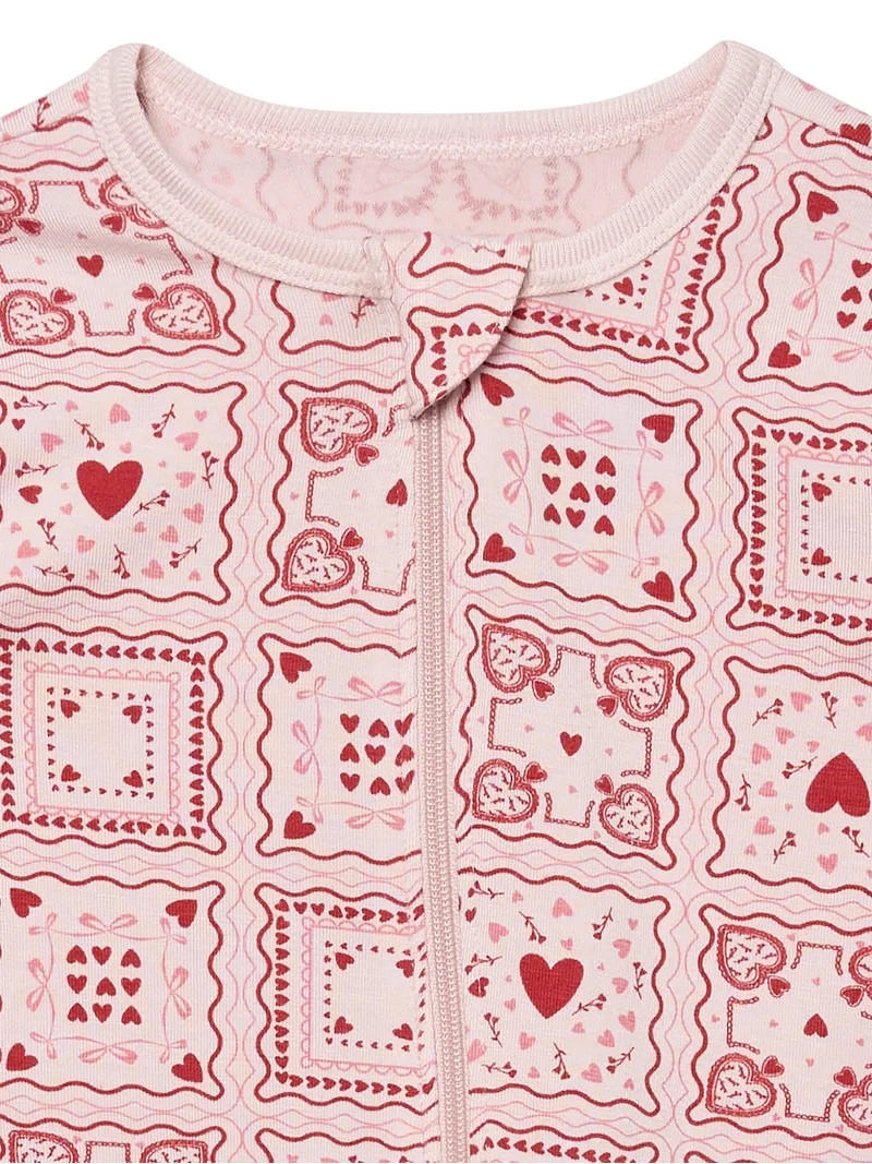 Modern Moments by Gerber Baby Neutral Viscose Valentine´s Day Sleep ´N Play Footed Pajamas, Siz... | Walmart (US)