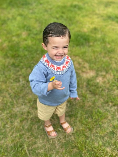 In love with all 3 pieces from La Coqueta Kids! Turner is wearing a 3Y in the sweater and polo and a 2Y in the shorts. Such a perfect look for transitioning from cooler spring temps to warmer ones! 

#LTKfamily #LTKbaby #LTKkids