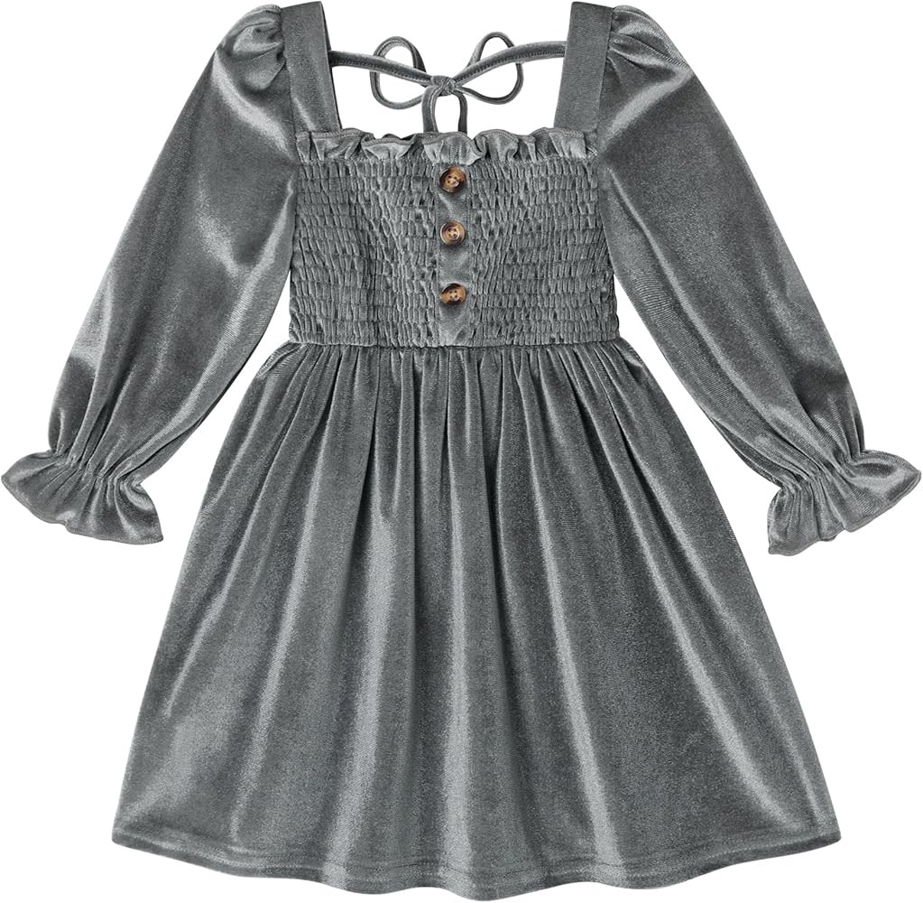 Happy Town Toddler Girl Dress Long Sleeve Play Wear Dress Baby Solid Color Casual Fall Winter Clo... | Amazon (US)