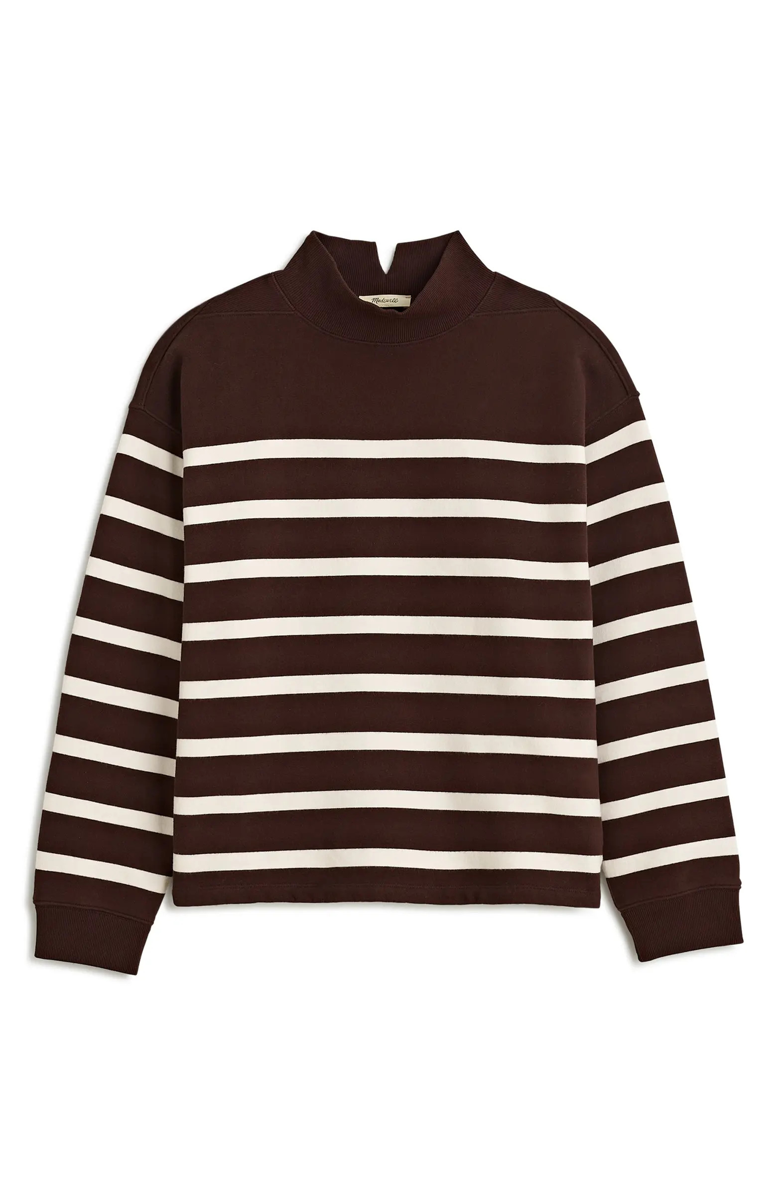 Madewell Stripe Midweight Mock Neck Sweatshirt | Nordstrom | Nordstrom