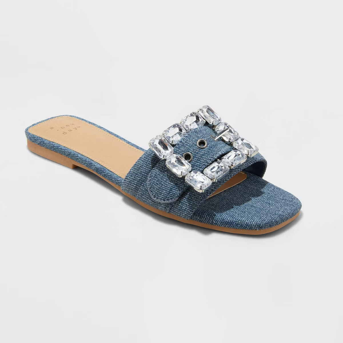 Women's Kelsey Rhinestone Buckle Slide Sandals - A New Day™ | Target