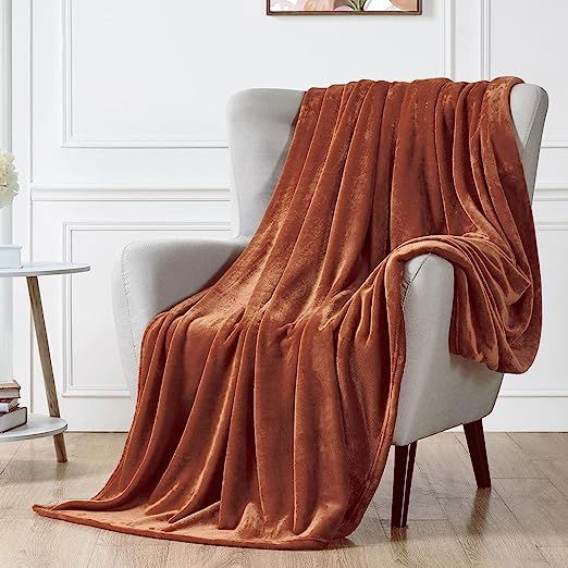 Walensee Fleece Blanket Plush Throw Fuzzy Lightweight (Throw Size 50x60 Rust) Super Soft Microfib... | Amazon (US)