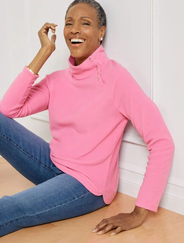 Button Detail Microfleece Top | Talbots