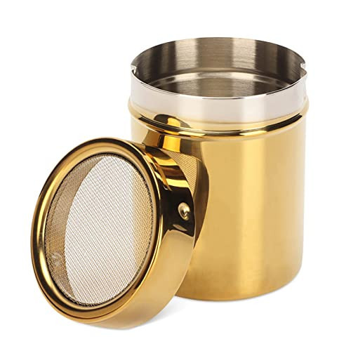Stainless Steel Dredge Shaker, Powder Sugar Dispenser Fine Mesh Powder Sugar Shaker with Lid Gold Salt and Pepper Shakers for Kitchen Powdered Sugar Shaker | Amazon (US)