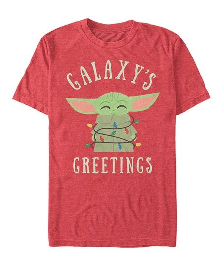 The Mandalorian Red Heather Christmas Lights Crewneck Tee - Men | Zulily