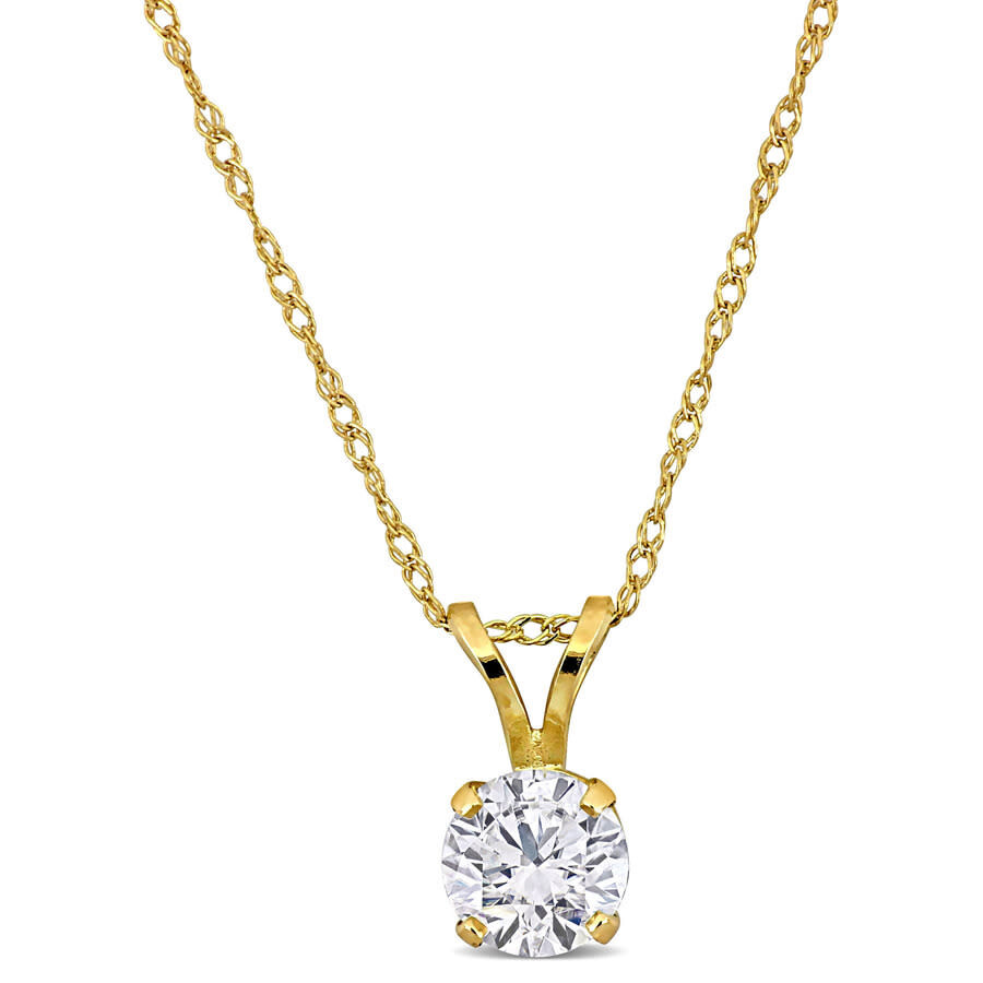 1/2ct TW Lab-Grown Diamond Solitaire Pendant with 14k Yellow Gold Chain - 17 in | Jomashop.com & JomaDeals.com